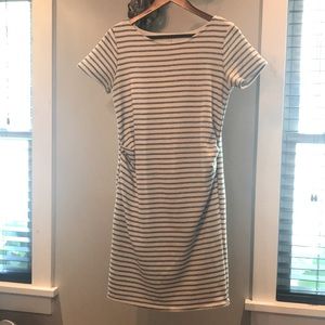 Pinkblush Maternity Gray Stripe Fitted Dress
